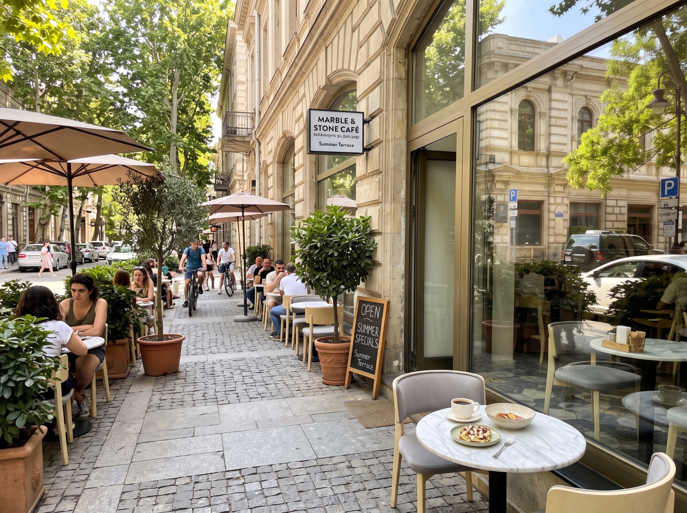 A summer café terrace in Baku